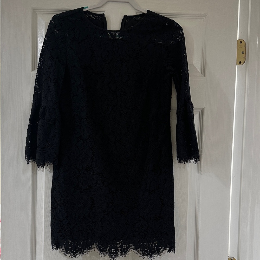 Banana Republic Black Lace Long Sleeve Dress